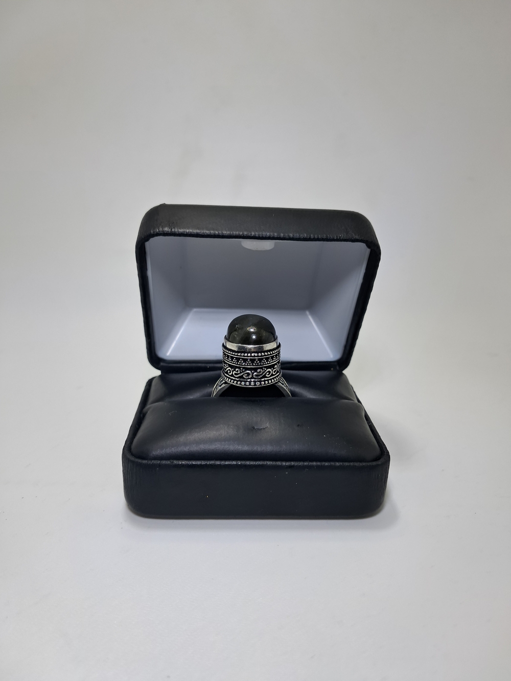 Vintage Turkish 925 Sterling Silver Labradorite Statement Ring Size 8.5 - Picture 2 of 6